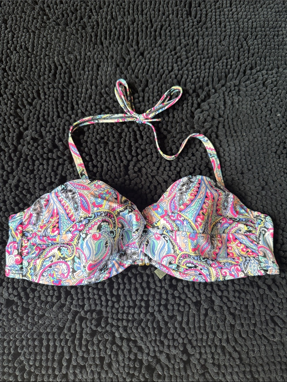 Victoria's Secret Multicolor Paisley Bikini Top - hot Pink Turquoise Black